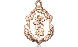 [0822RKT] 14kt Gold Saint Michael the Archangel Medal