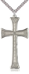 [6220SS/24S] Sterling Silver Cross Pendant on a 24 inch Light Rhodium Heavy Curb chain