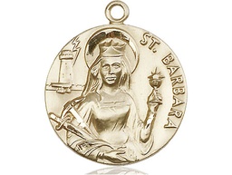 [0834KT] 14kt Gold Saint Barbara Medal