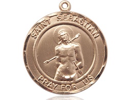 [0835KT] 14kt Gold Saint Sebastian Medal