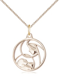 [6225GF/18GF] 14kt Gold Filled Madonna &amp; Child Pendant on a 18 inch Gold Filled Light Curb chain