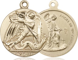 [0841KT] 14kt Gold Saint Michael the Archangel Medal