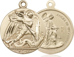 [0841KT] 14kt Gold Saint Michael the Archangel Medal