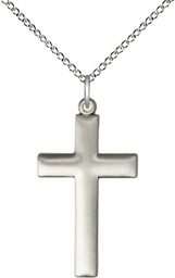 [6254YSS/18SS] Sterling Silver Cross Pendant on a 18 inch Sterling Silver Light Curb chain