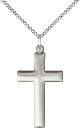 [6254YSS/18SS] Sterling Silver Cross Pendant on a 18 inch Sterling Silver Light Curb chain