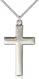 [6255YSS/18S] Sterling Silver Cross Pendant on a 18 inch Light Rhodium Light Curb chain