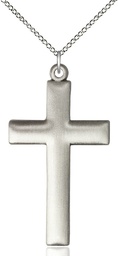 [6255YSS/18SS] Sterling Silver Cross Pendant on a 18 inch Sterling Silver Light Curb chain