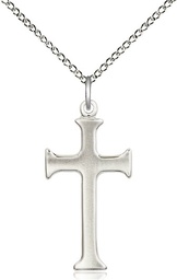 [6256SS/18SS] Sterling Silver Cross Pendant on a 18 inch Sterling Silver Light Curb chain