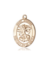 [1172KT] 14kt Gold Saint Michael Guardian Angel Medal