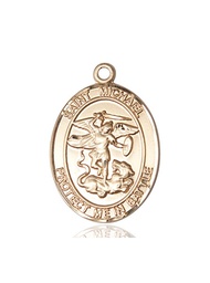 [1173KT] 14kt Gold Saint Michael Guardian Angel Medal