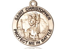 [1174KT] 14kt Gold Saint Christopher Medal