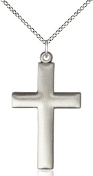 [6257SS/18SS] Sterling Silver Cross Pendant on a 18 inch Sterling Silver Light Curb chain
