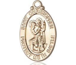 [1175KT] 14kt Gold Saint Christopher Medal
