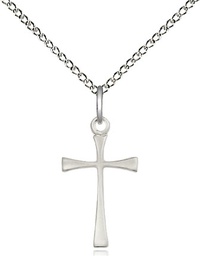 [6259SS/18SS] Sterling Silver Maltese Cross Pendant on a 18 inch Sterling Silver Light Curb chain