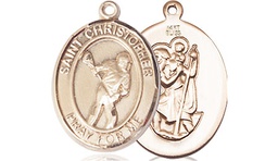[8516KT] 14kt Gold Saint Christopher Lacrosse Medal