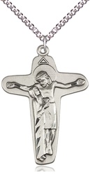 [6261SS/24SS] Sterling Silver Sorrowful Mother Crucifix Pendant on a 24 inch Sterling Silver Heavy Curb chain