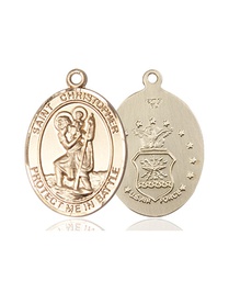 [1176KT1] 14kt Gold Saint Christopher Air Force Medal