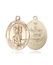 [1176KT2] 14kt Gold Saint Christopher Army Medal