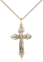 [6262GF/18GF] 14kt Gold Filled Crucifix Pendant on a 18 inch Gold Filled Light Curb chain