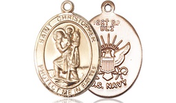 [1176KT6] 14kt Gold Saint Christopher Navy Medal