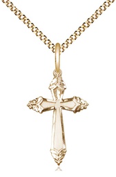 [6262YGF/18G] 14kt Gold Filled Cross Pendant on a 18 inch Gold Plate Light Curb chain