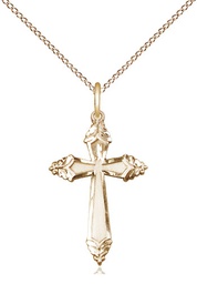 [6262YGF/18GF] 14kt Gold Filled Cross Pendant on a 18 inch Gold Filled Light Curb chain