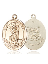 [1177KT3] 14kt Gold Saint Christopher Coast Guard Medal