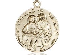 [1368KT] 14kt Gold Saints Cosmas &amp; Damian Medal