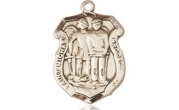 [6263KT] 14kt Gold Saint Michael the Archangel Police Shield Medal