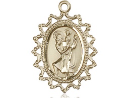 [1619CKT] 14kt Gold Saint Christopher Medal