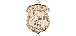 [6264KT] 14kt Gold Saint Michael the Archangel Police Shield Medal