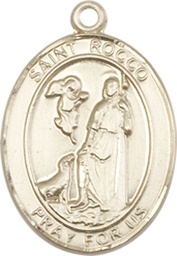 [8377KT] 14kt Gold Saint Rocco Medal