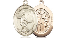 [8603KT] 14kt Gold Saint Sebastian Soccer Medal