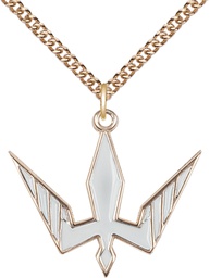 [6265WGF/24GF] 14kt Gold Filled Holy Spirit Pendant on a 24 inch Gold Filled Heavy Curb chain
