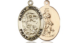 [3987KT] 14kt Gold Saint Michael the Archangel Medal