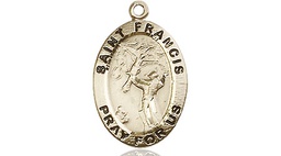 [3989KT] 14kt Gold Saint Francis of Assisi Medal