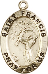 [3989KT] 14kt Gold Saint Francis of Assisi Medal