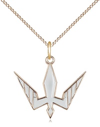 [6273WGF/18GF] 14kt Gold Filled Holy Spirit Pendant on a 18 inch Gold Filled Light Curb chain