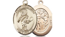 [8605KT] 14kt Gold Saint Sebastian Tennis Medal