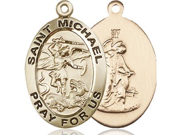 [4027KT] 14kt Gold Saint Michael the Archangel Medal