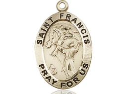 [4029KT] 14kt Gold Saint Francis of Assisi Medal