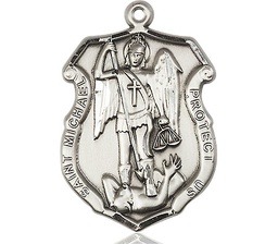 [6274SS] Sterling Silver Saint Michael the Archangel Shield Medal