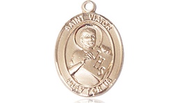 [8408KT] 14kt Gold Saint Viator of Bergamo Medal