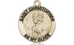 [4051KT] 14kt Gold Saint Christopher Medal