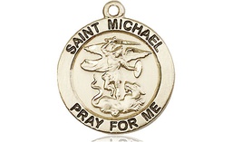 [4057KT] 14kt Gold Saint Michael the Archangel Medal