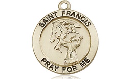 [4061KT] 14kt Gold Saint Francis of Assisi Medal
