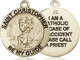 [4074KT] 14kt Gold Saint Christopher Medal