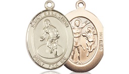 [8608KT] 14kt Gold Saint Sebastian Wrestling Medal