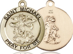 [4082KT] 14kt Gold Saint Michael the Archangel Medal