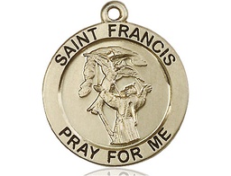 [4084KT] 14kt Gold Saint Francis of Assisi Medal